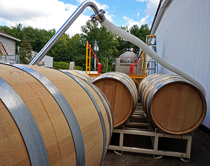 moving chardonnay into barrels